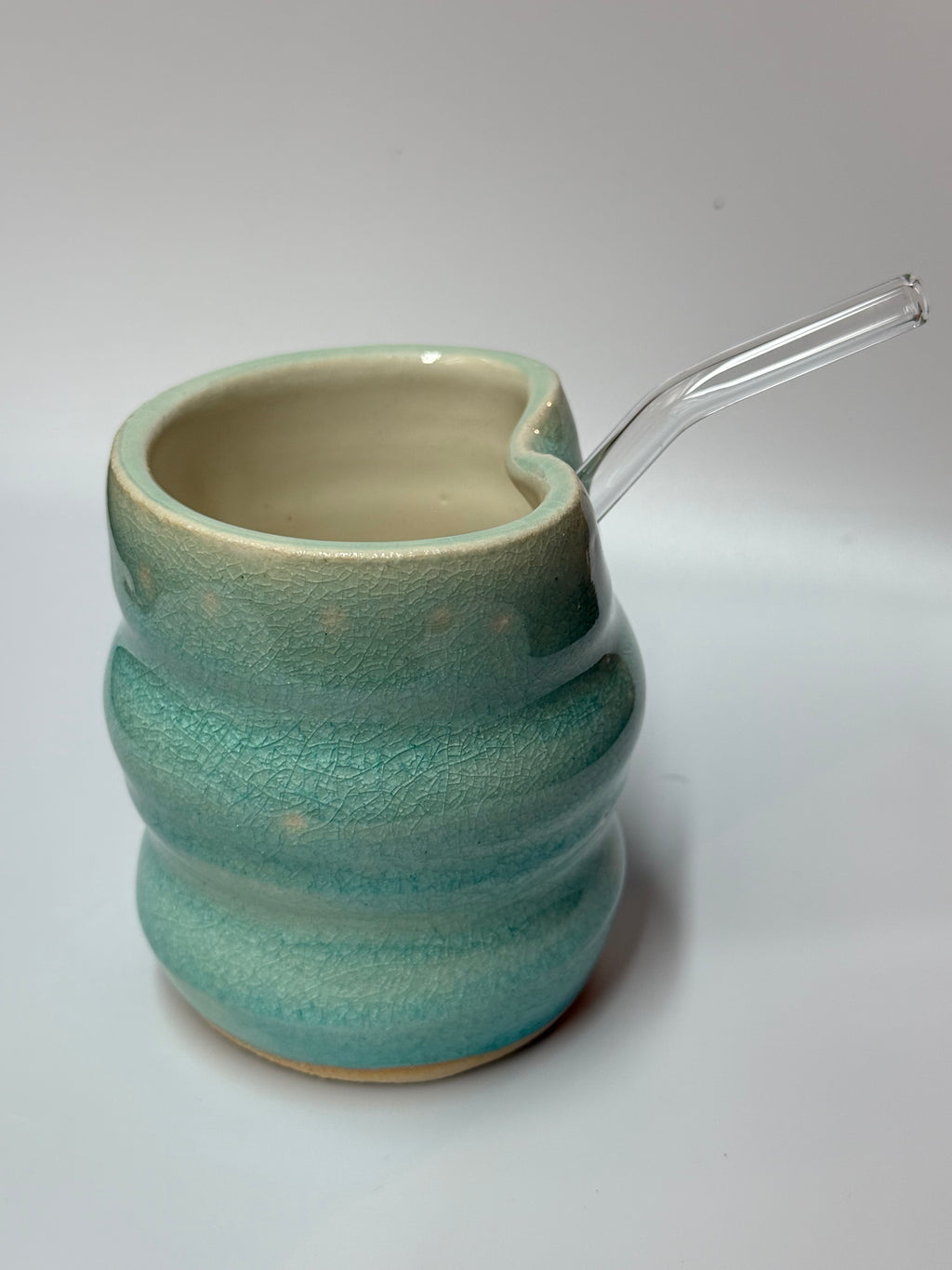 Crackled Glass Straw Mug