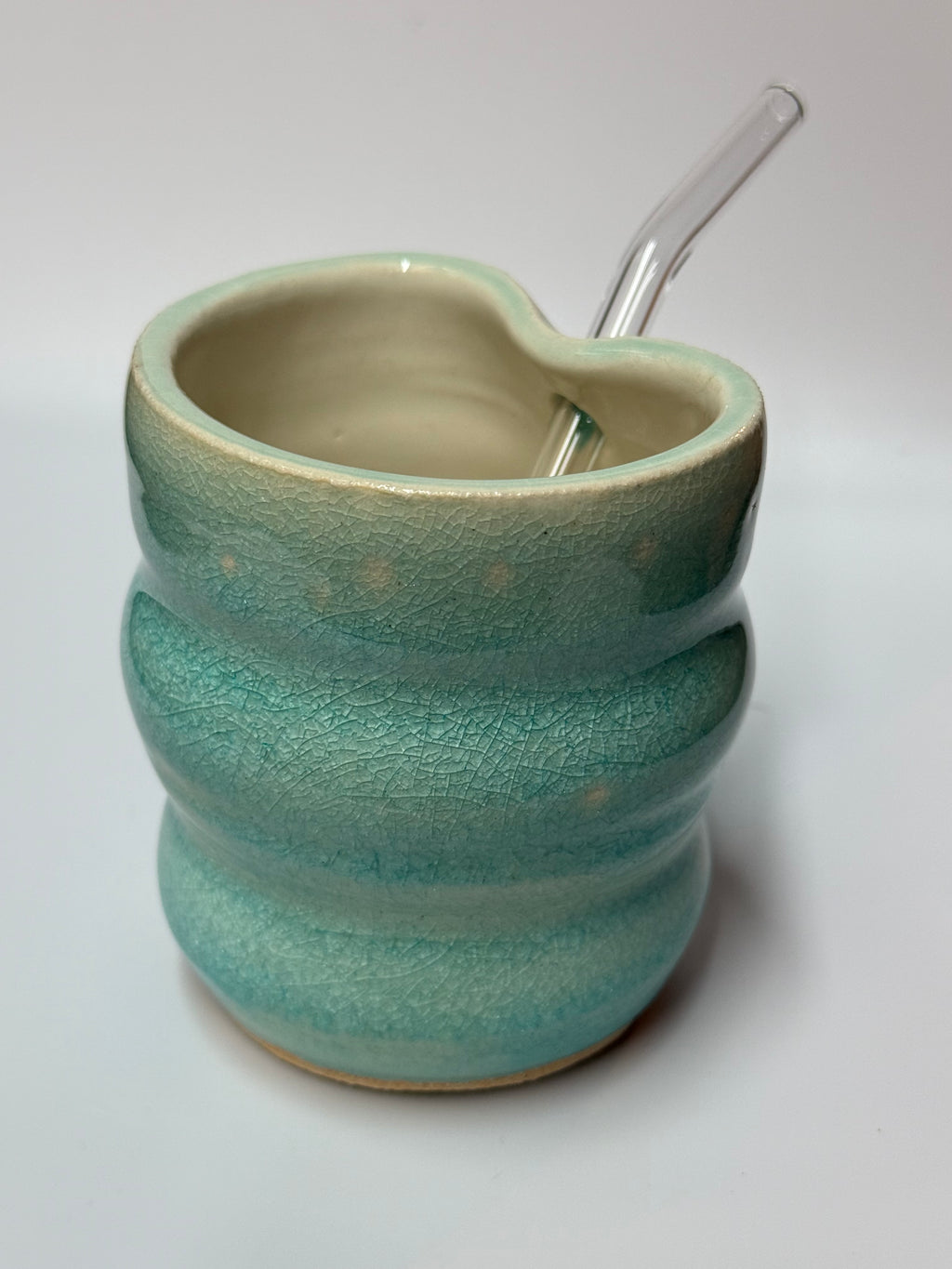 Crackled Glass Straw Mug